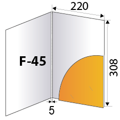 схема папки А4 с полукруглым клапаном и местом под визитку